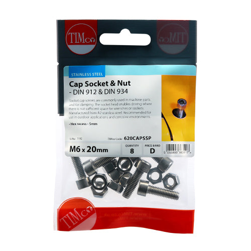 TIMCO Cap Socket Screws DIN912 A2 Stainless Steel - M6 x 20 - Image