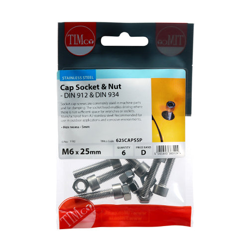 TIMCO Cap Socket Screws DIN912 A2 Stainless Steel - M6 x 25 - Image
