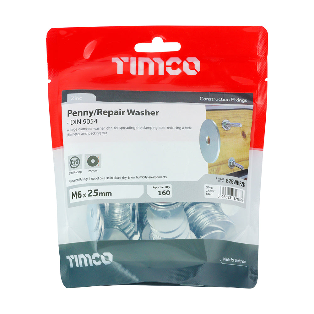 TIMCO Penny / Repair Washers DIN9054 Silver - M6 x 25 - Image