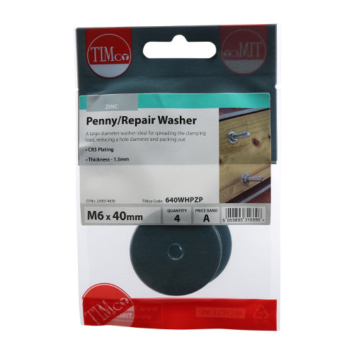 TIMCO Penny / Repair Washers DIN9054 Silver - M6 x 40 - Image