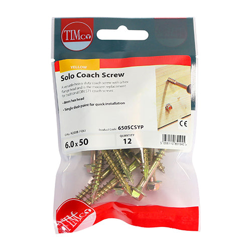 TIMCO Solo Advanced Hex Head Gold Coach Woodscrews - 6.0 x 50 - Image