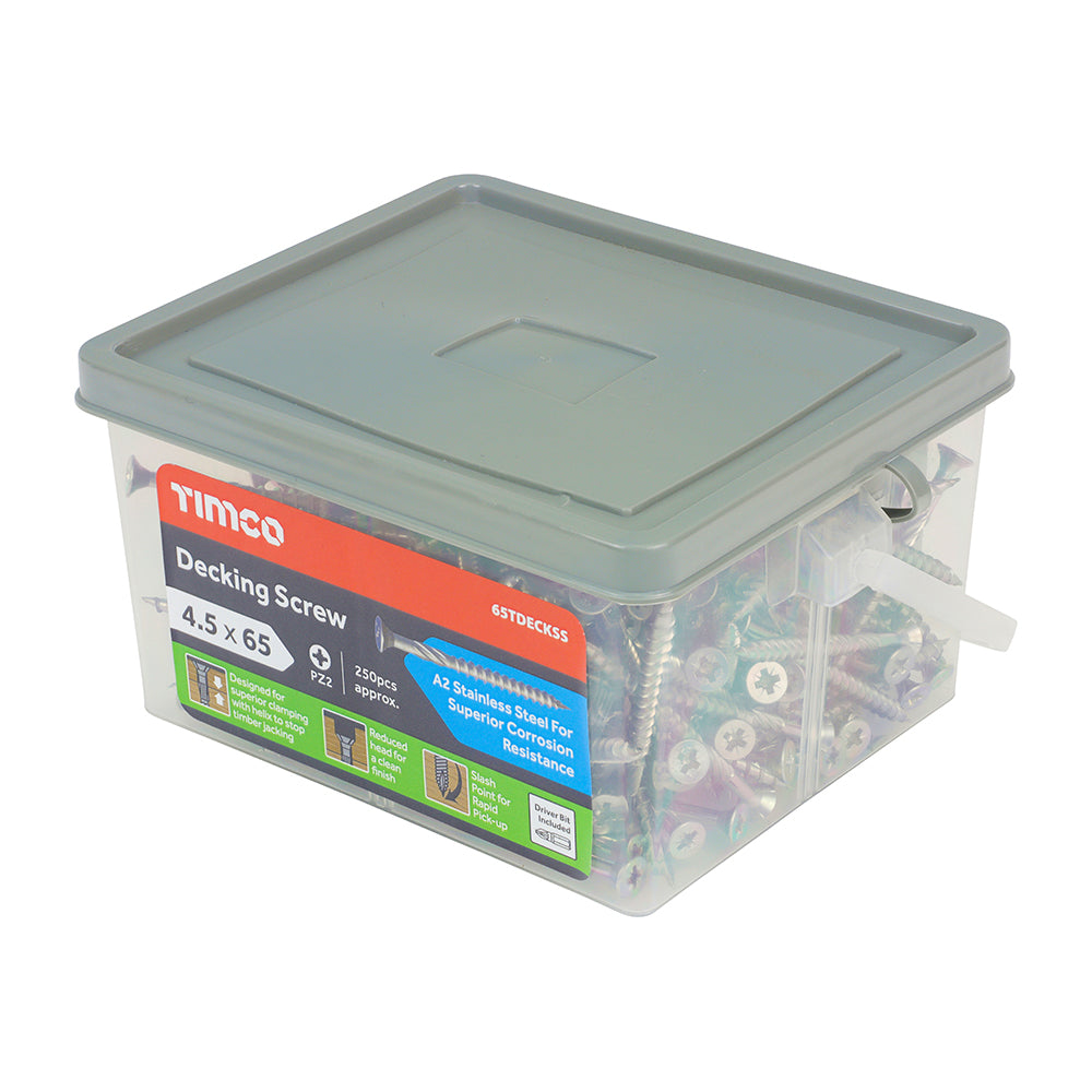 TIMCO Decking Screws Countersunk A2 Stainless Steel - 4.5 x 65 - Image