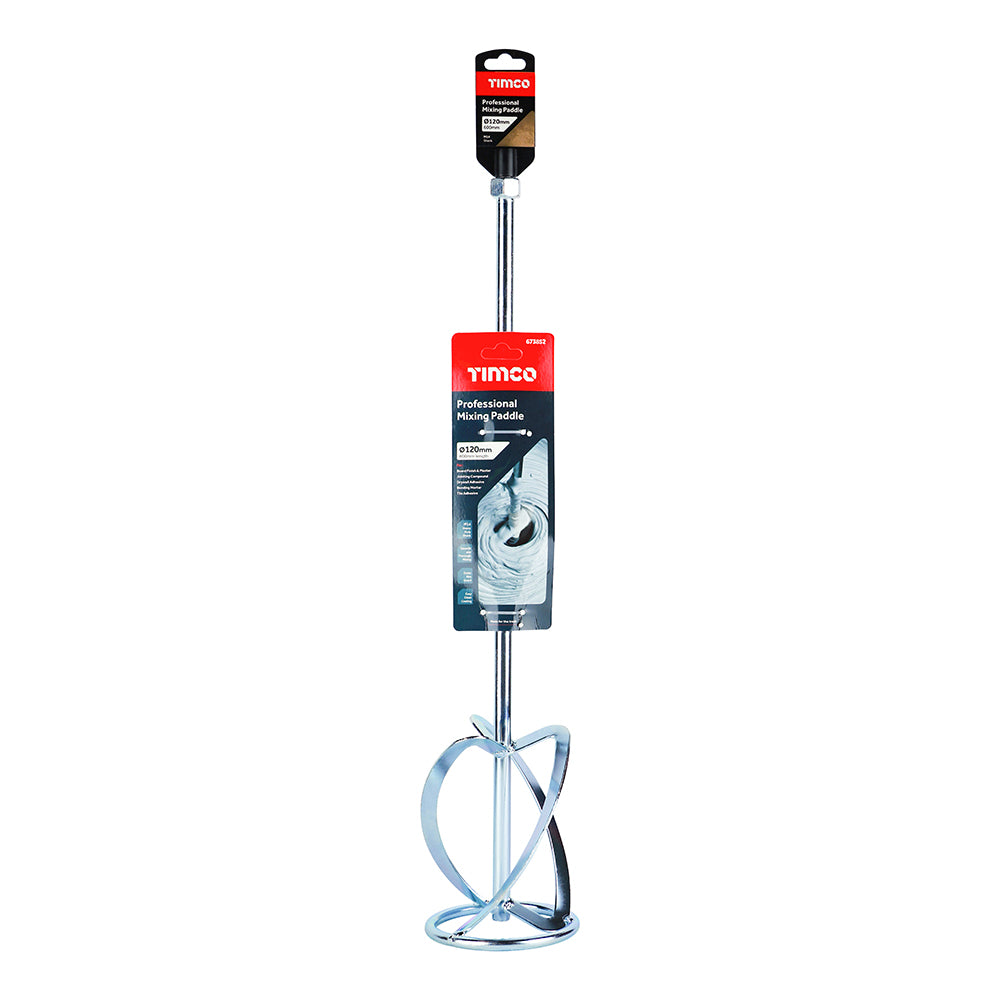 TIMCO Professional Mixing Paddle for Plaster, Paint, Cement, Mortar & Adhesive, Heavy Duty M14 - 600 x 120 - Image