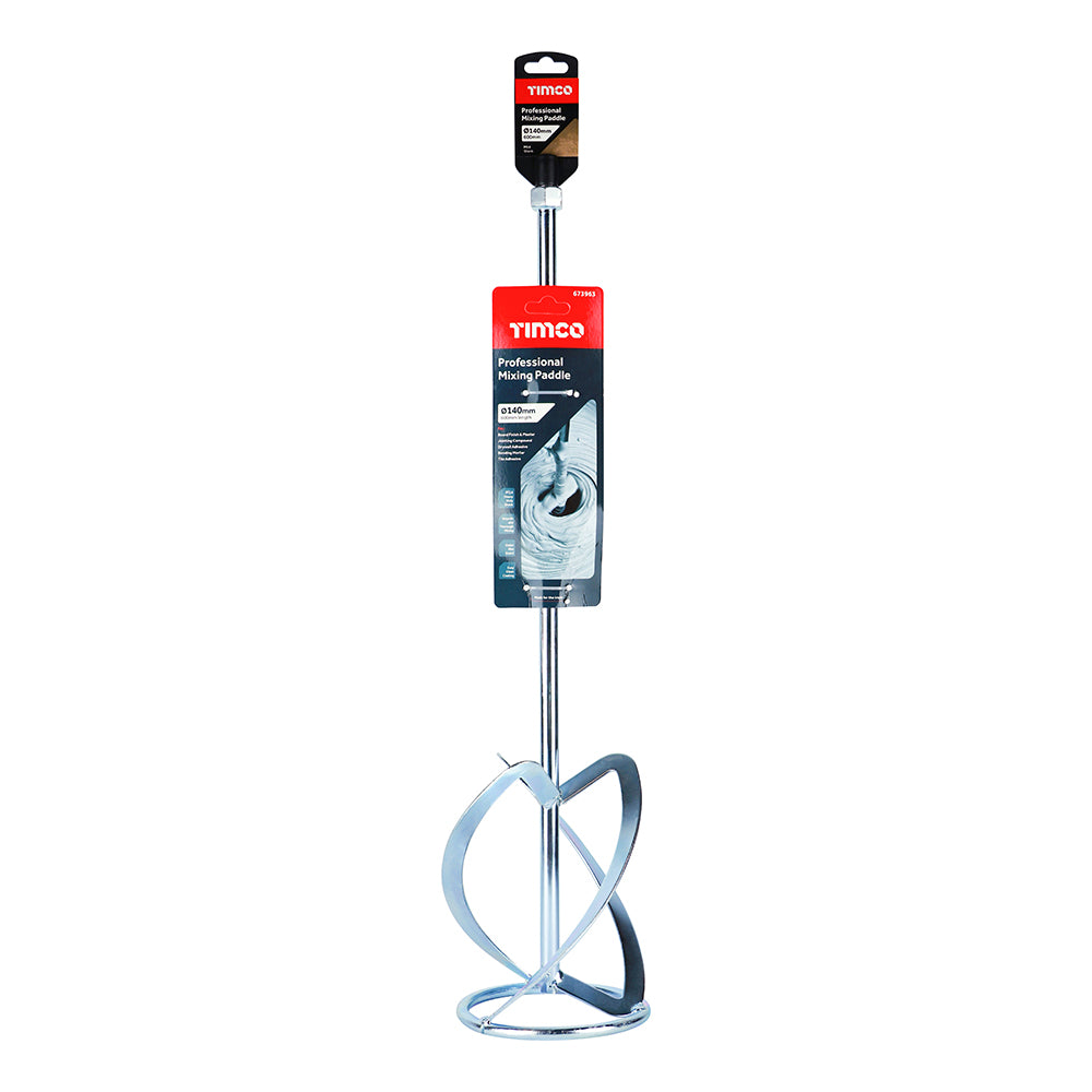 TIMCO Professional Mixing Paddle for Plaster, Paint, Cement, Mortar & Adhesive, Heavy Duty M14 - 600 x 140 - Image