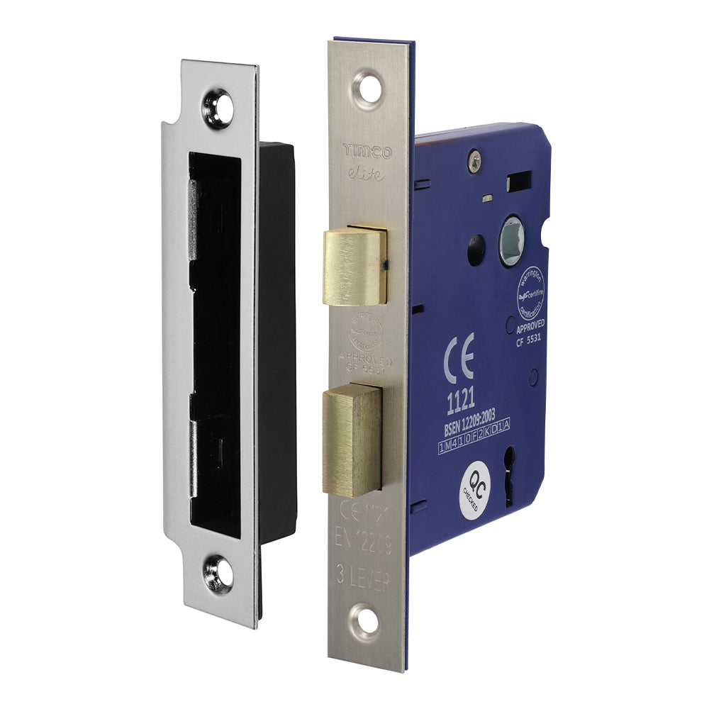 TIMCO 3 Lever Satin Nickel Mortice Sashlock 78mm Case 58mm Backset - Image