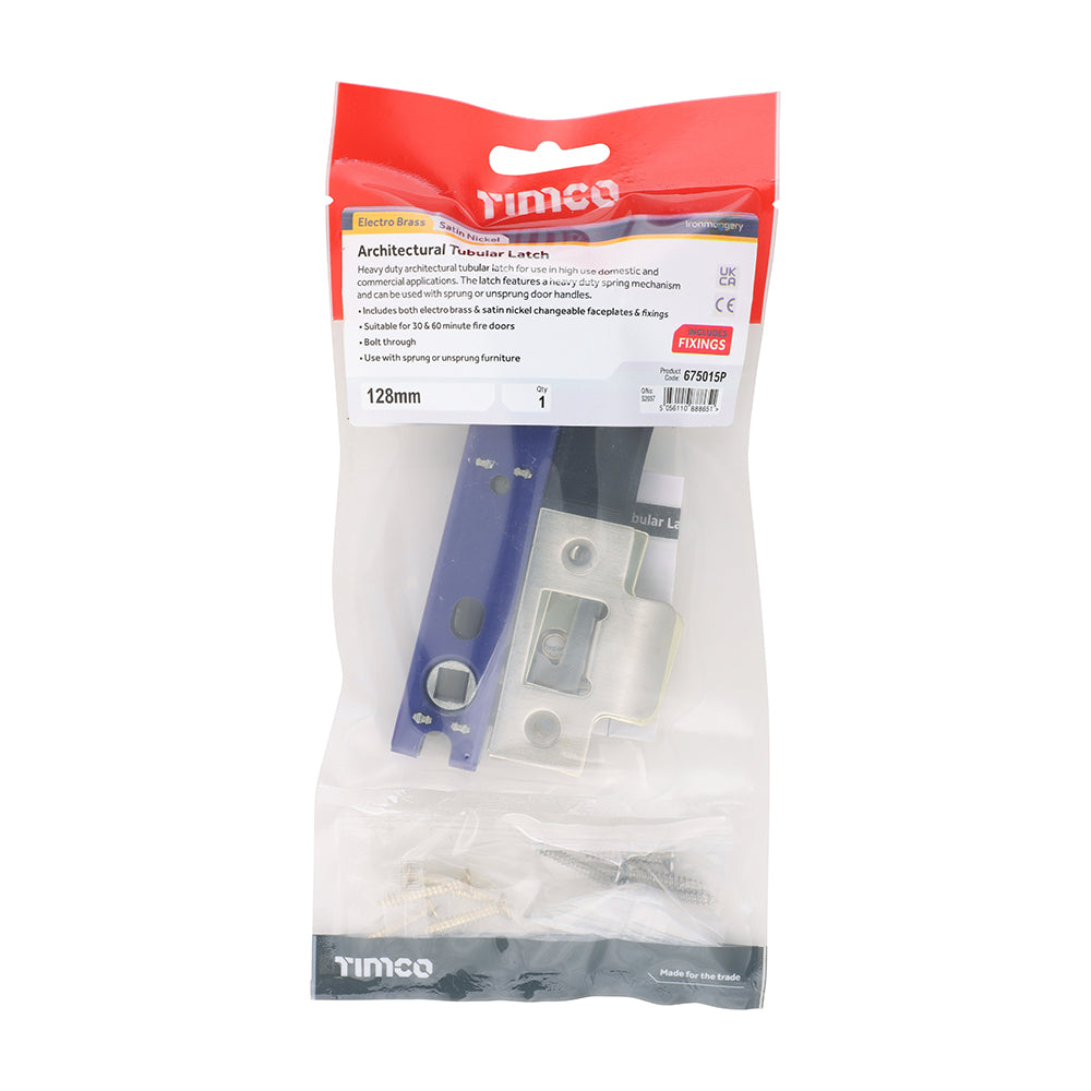 TIMCO Architectural Tubular Latch - Electro Brass & Satin Nickel - 128mm - Image