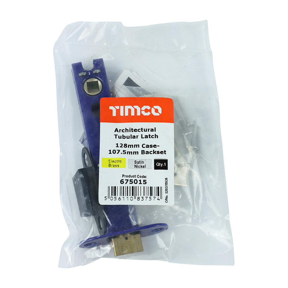 TIMCO Architectural Tubular Latch Electro Brass & Satin Nickel - 128mm - Image