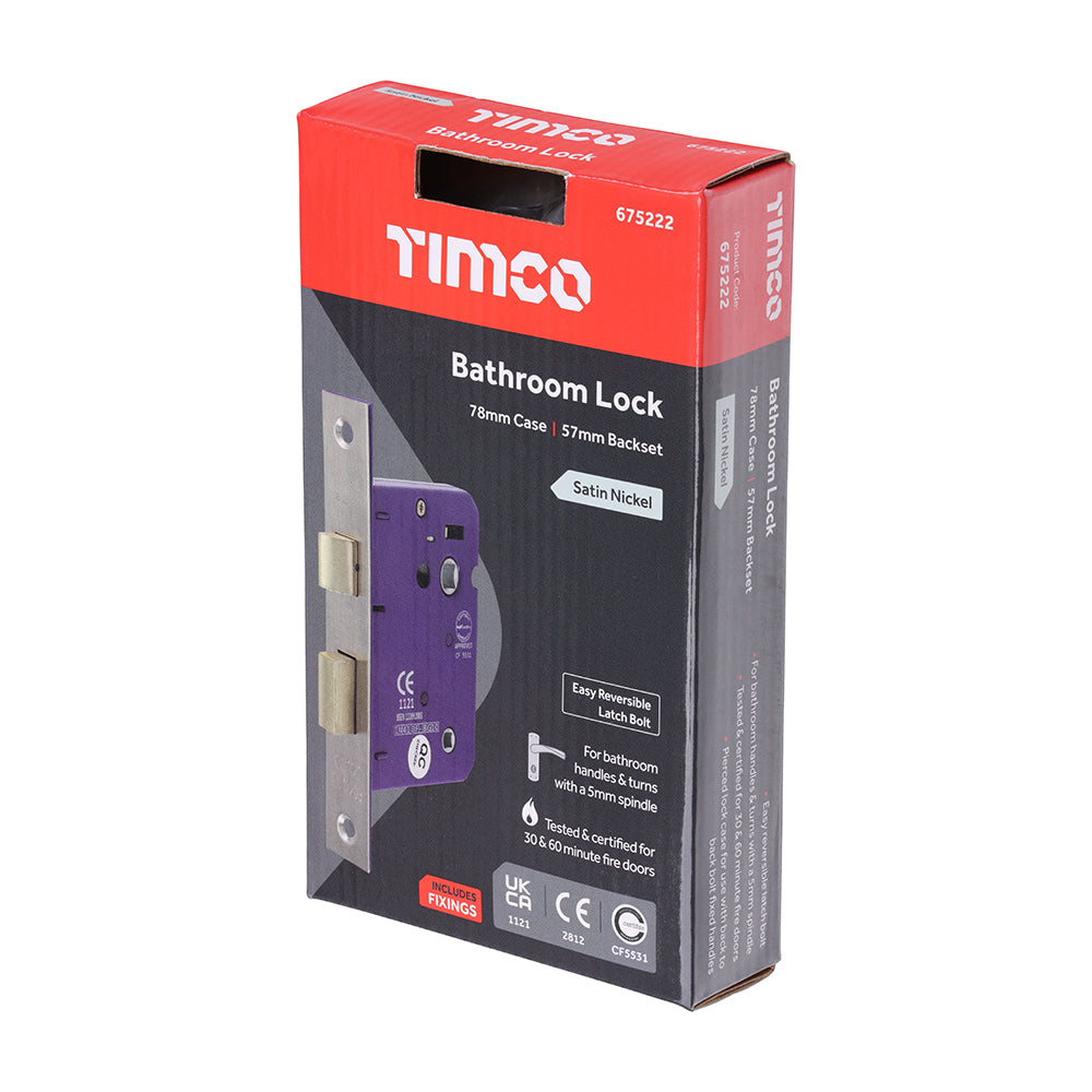 TIMCO Bathroom Lock Satin Nickel - 78mm - Image