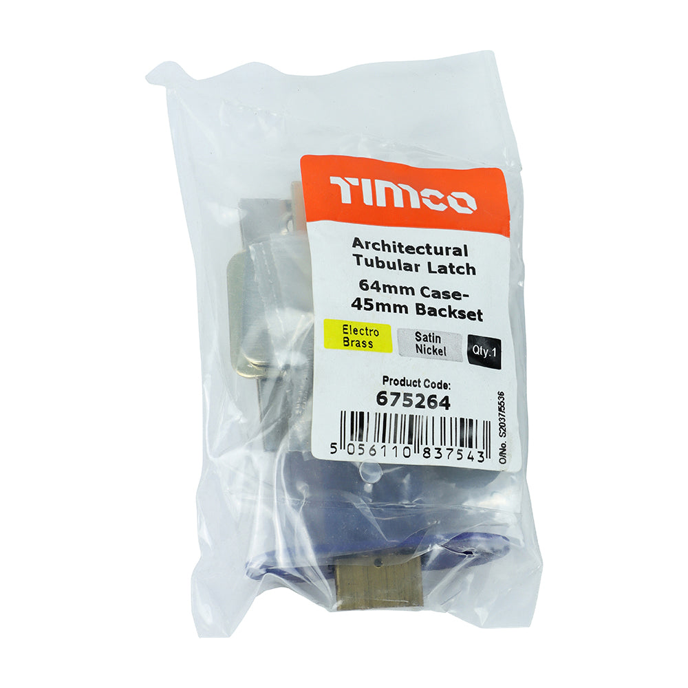 TIMCO Architectural Tubular Latch Electro Brass & Satin Nickel - 64mm - Image