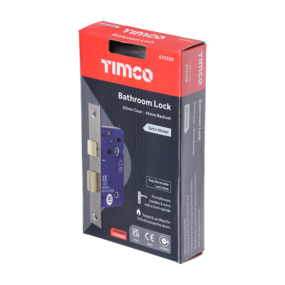 TIMCO Bathroom Lock Satin Nickel - 65mm - Image