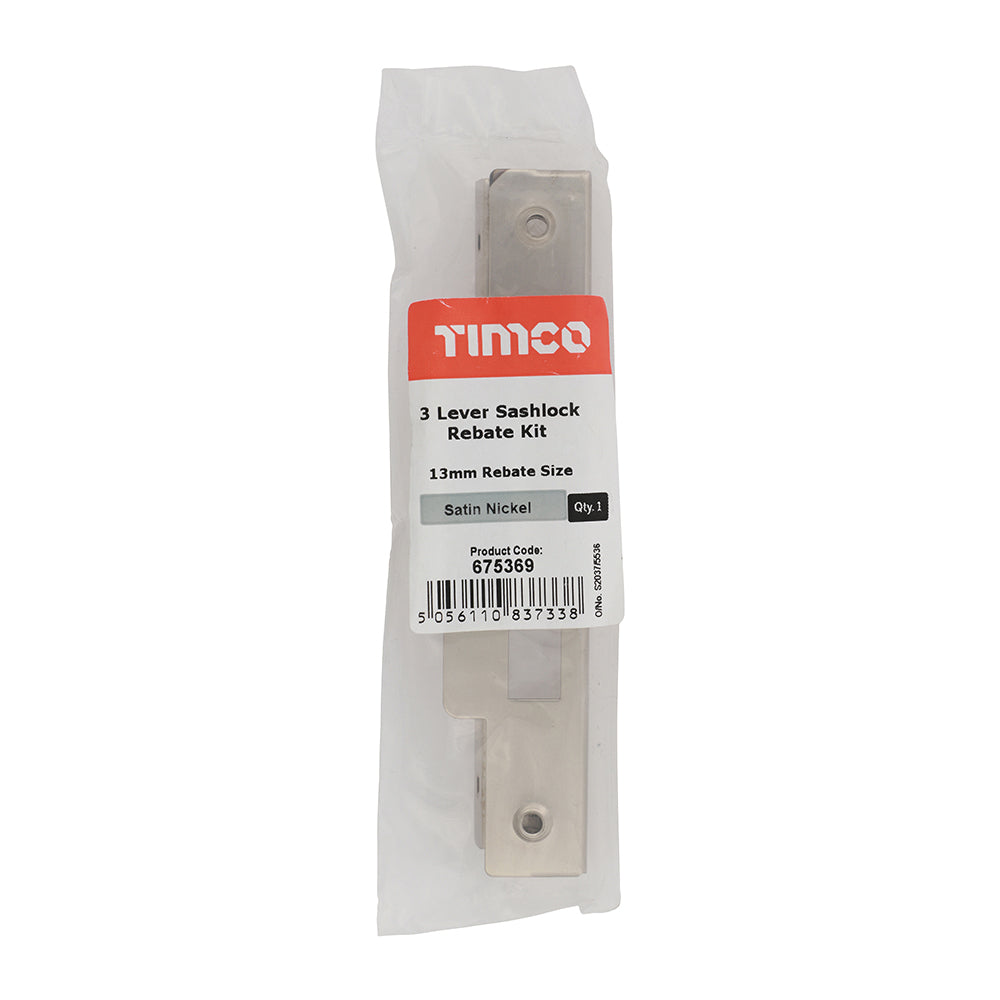 TIMCO 3 Lever Satin Nickel Mortice Sashlock Rebate Kit - Image