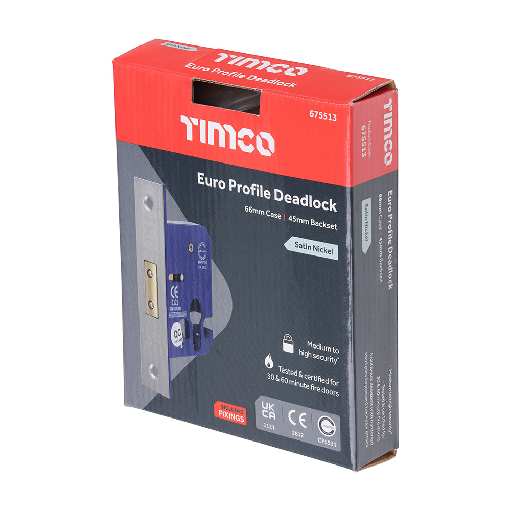 TIMCO Euro Deadlock Satin Nickel - 66mm - Image