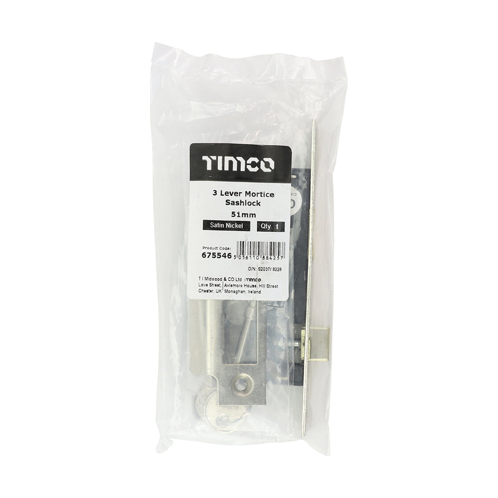 TIMCO 3 Lever Sashlock - Satin Nickel - 51mm - Image