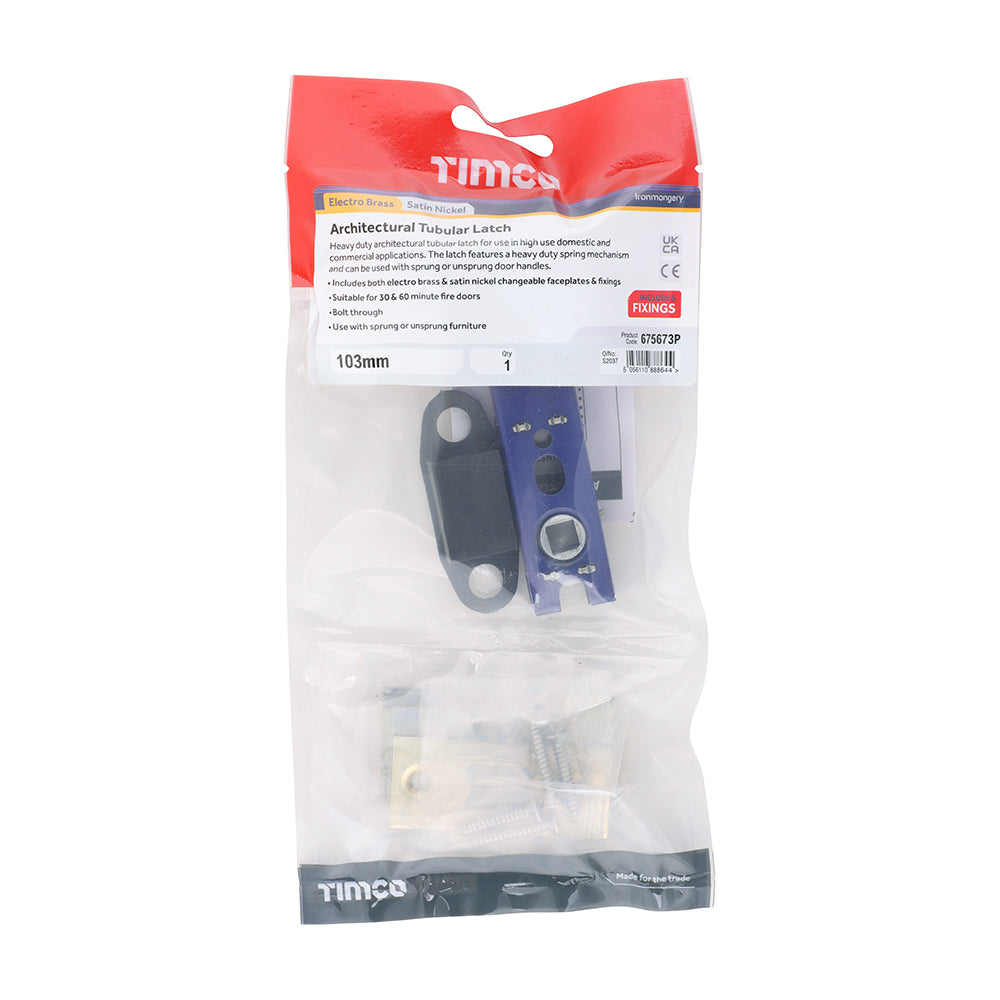 TIMCO Architectural Tubular Latch - Electro Brass & Satin Nickel - 103mm - Image