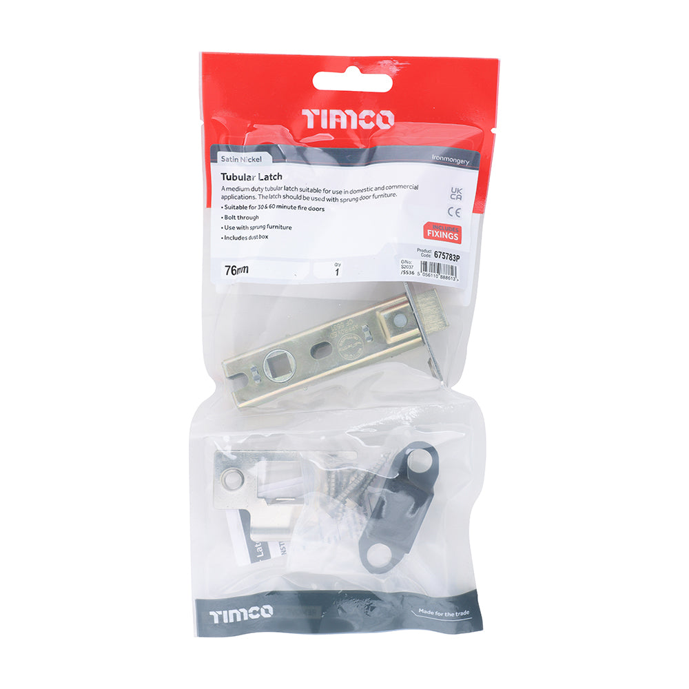 TIMCO Tubular Latch - Satin Nickel - 76mm - Image
