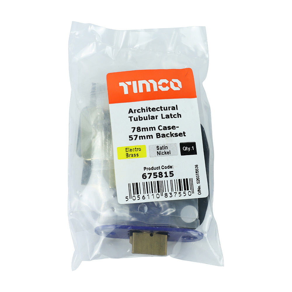 TIMCO Architectural Tubular Latch Electro Brass & Satin Nickel - 78mm - Image
