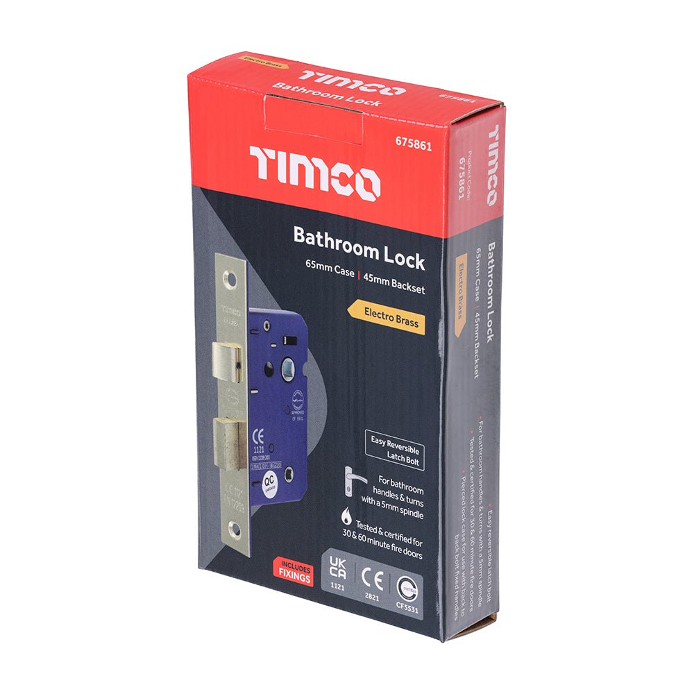 TIMCO Bathroom Lock Electro Brass - 65mm - Image