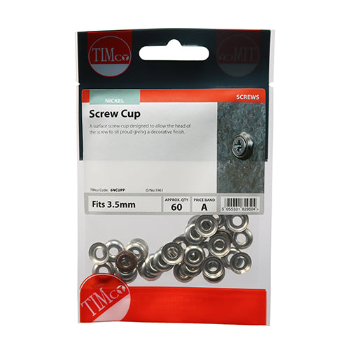 TIMCO Screw Cups Nickel - To fit 6 Gauge Screws - Image