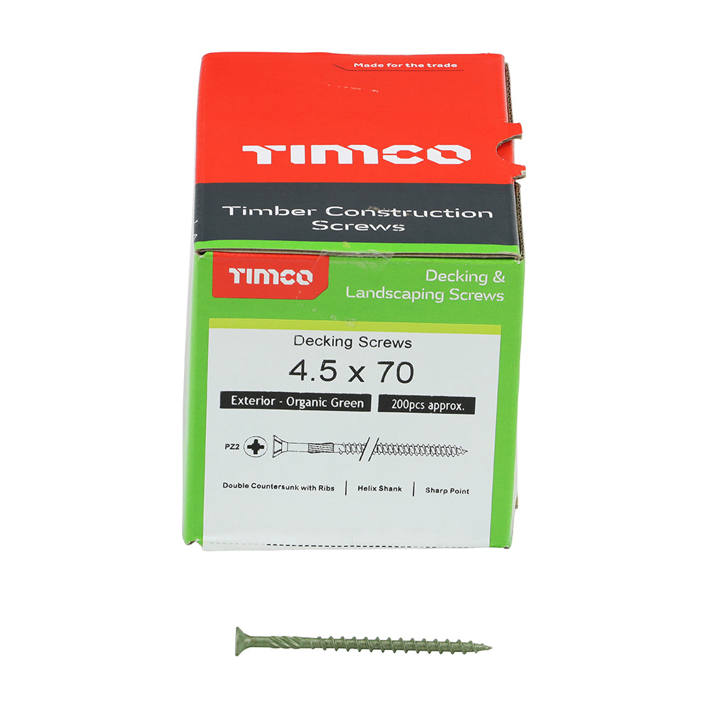 TIMCO Decking Screws Countersunk Exterior Green - 4.5 x 70 - Image