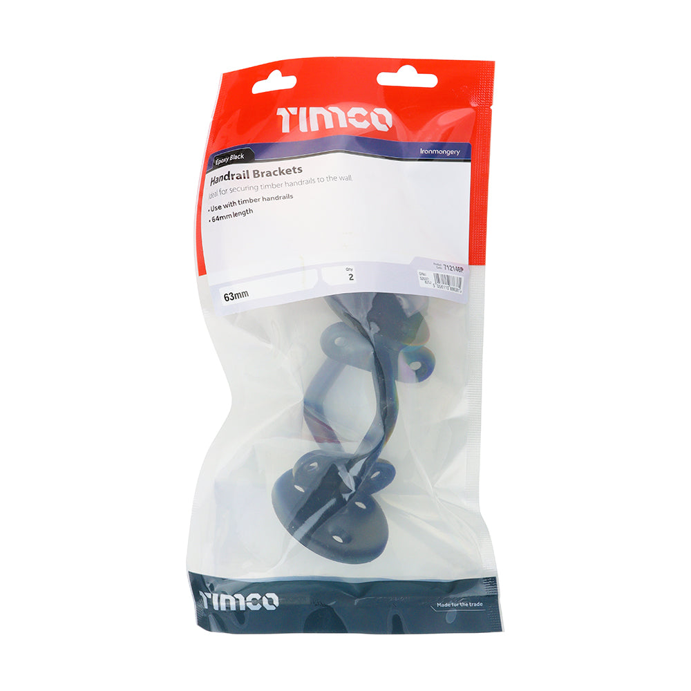 TIMCO Steel Handrail Bracket Black - 63mm - Image