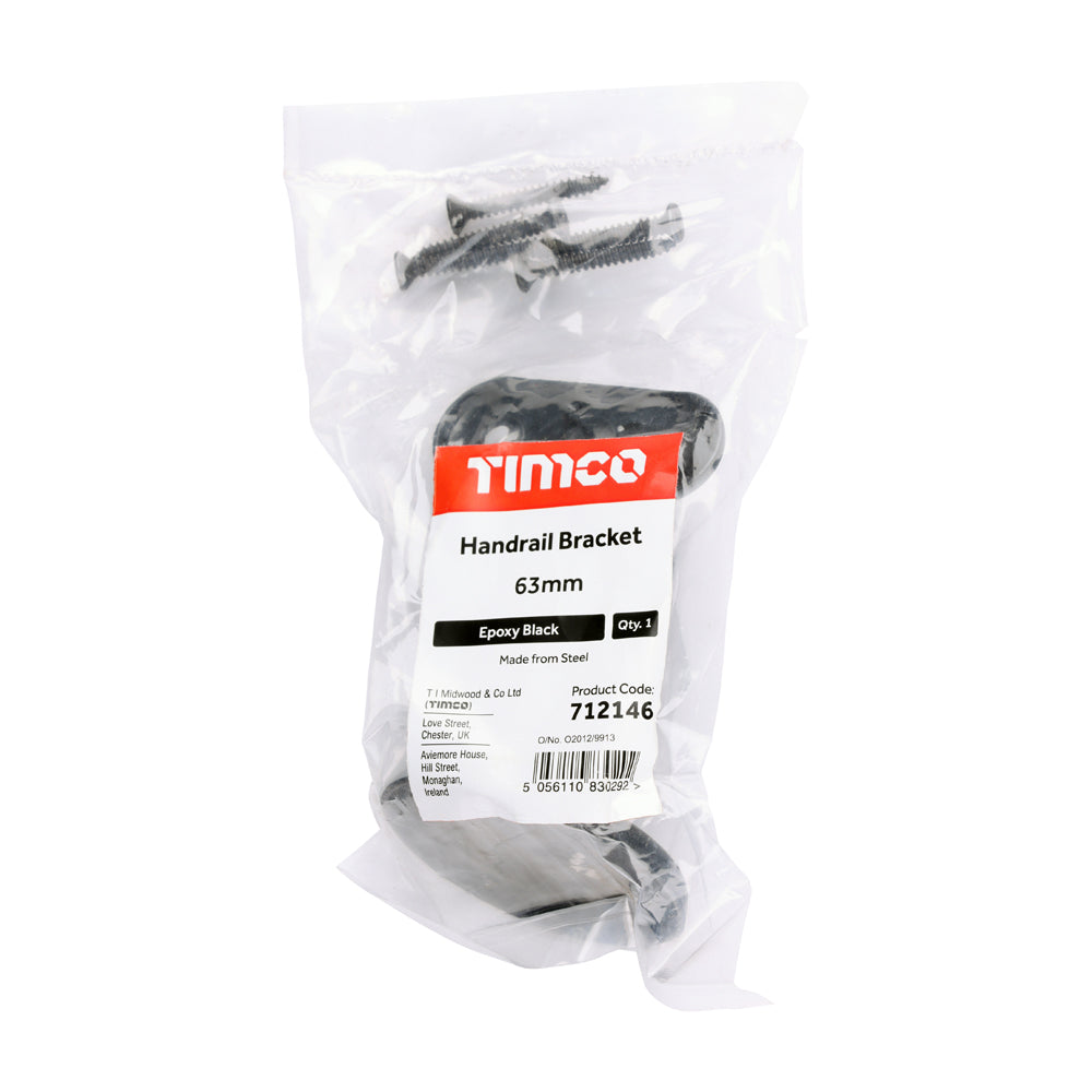 TIMCO Steel Handrail Bracket Black - 63mm - Image