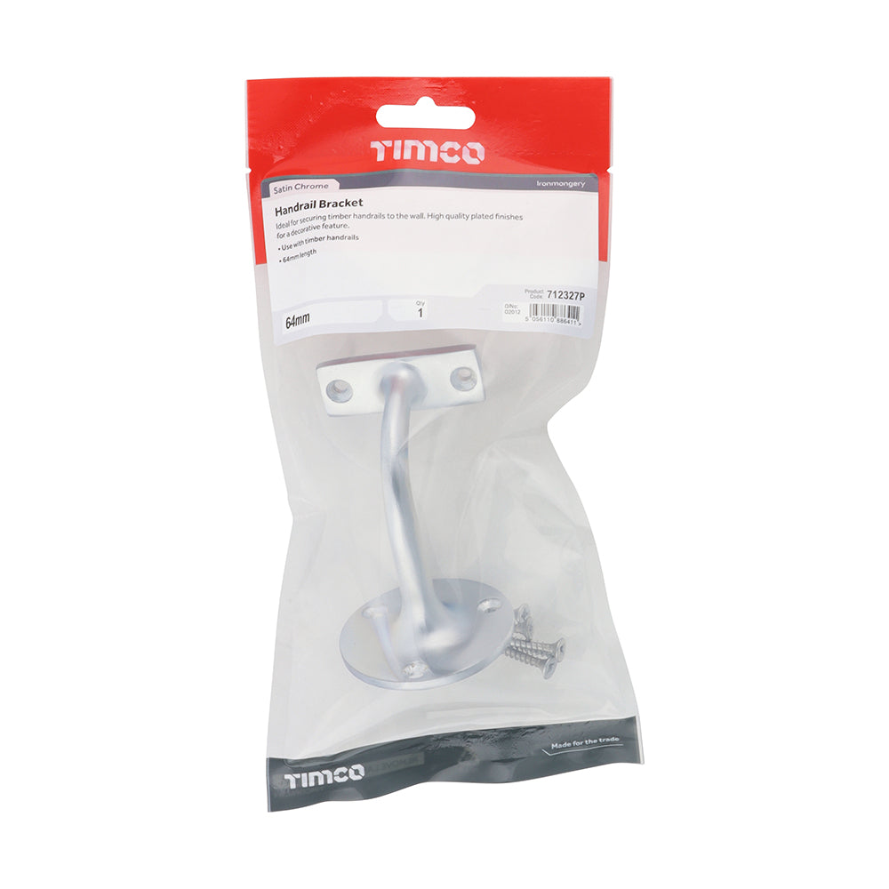 TIMCO Handrail Bracket Satin Chrome - 64mm - Image