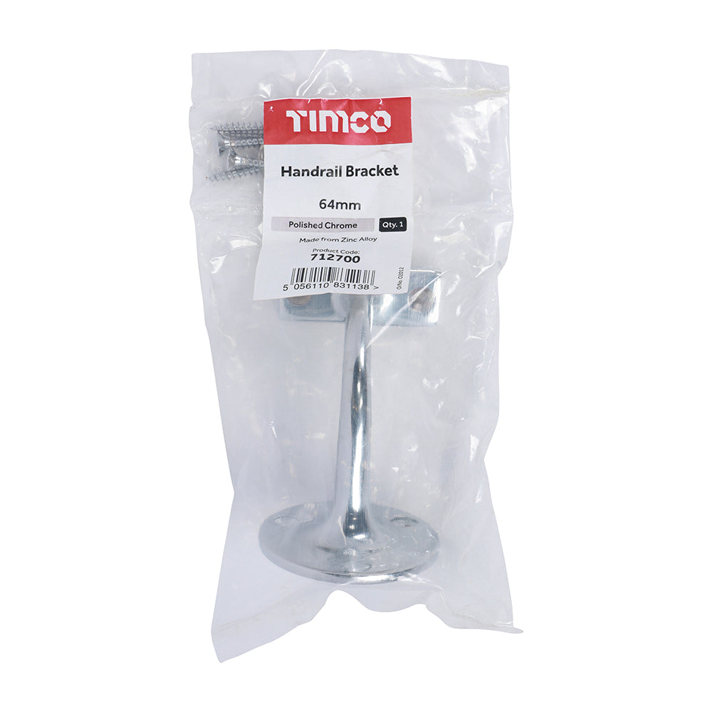 TIMCO Handrail Bracket Polished Chrome - 64mm - Image