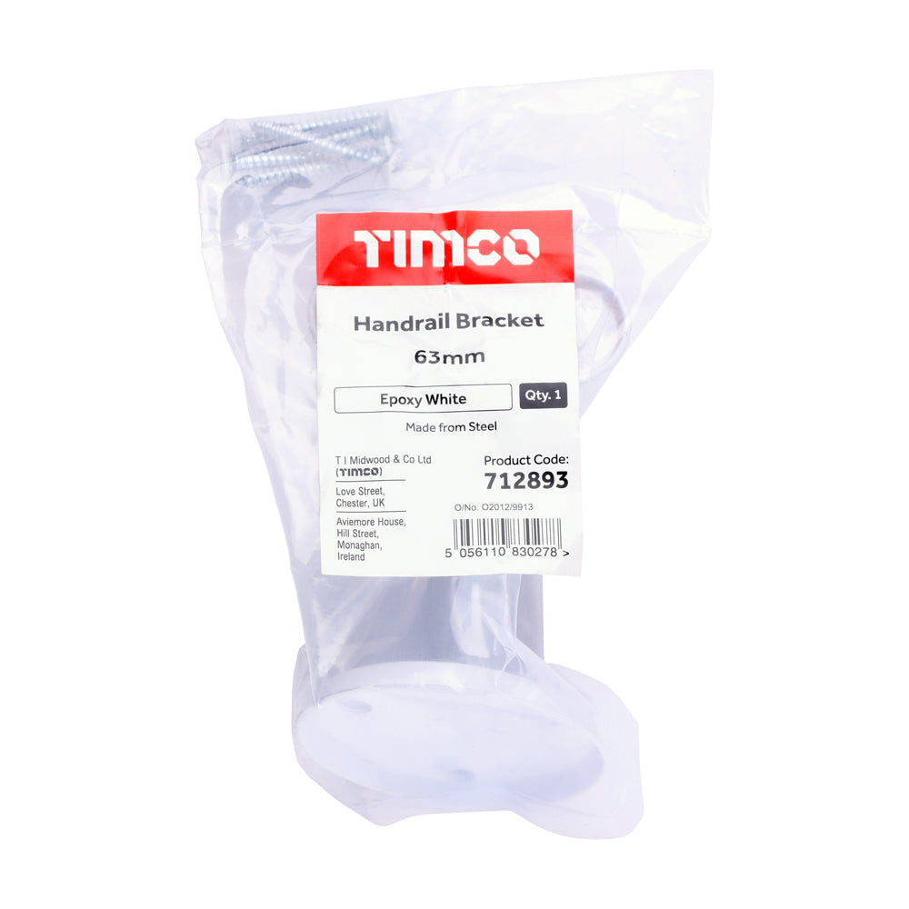 TIMCO Steel Handrail Bracket White - 63mm - Image