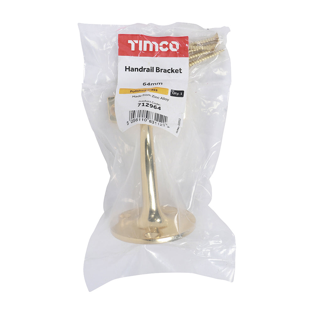 TIMCO Handrail Bracket Electro Brass - 64mm - Image