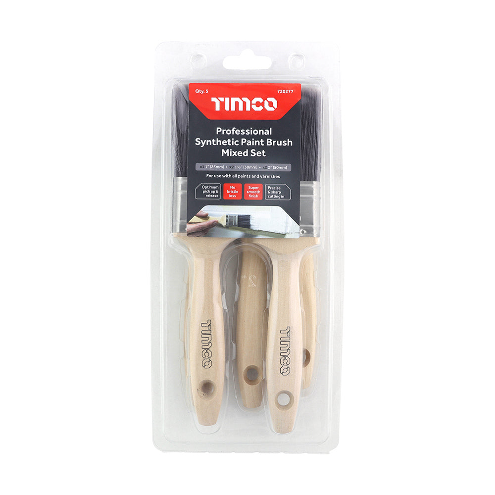 TIMCO Professional Synthetic Paint Brush Mixed Set - 5 Pieces - Image