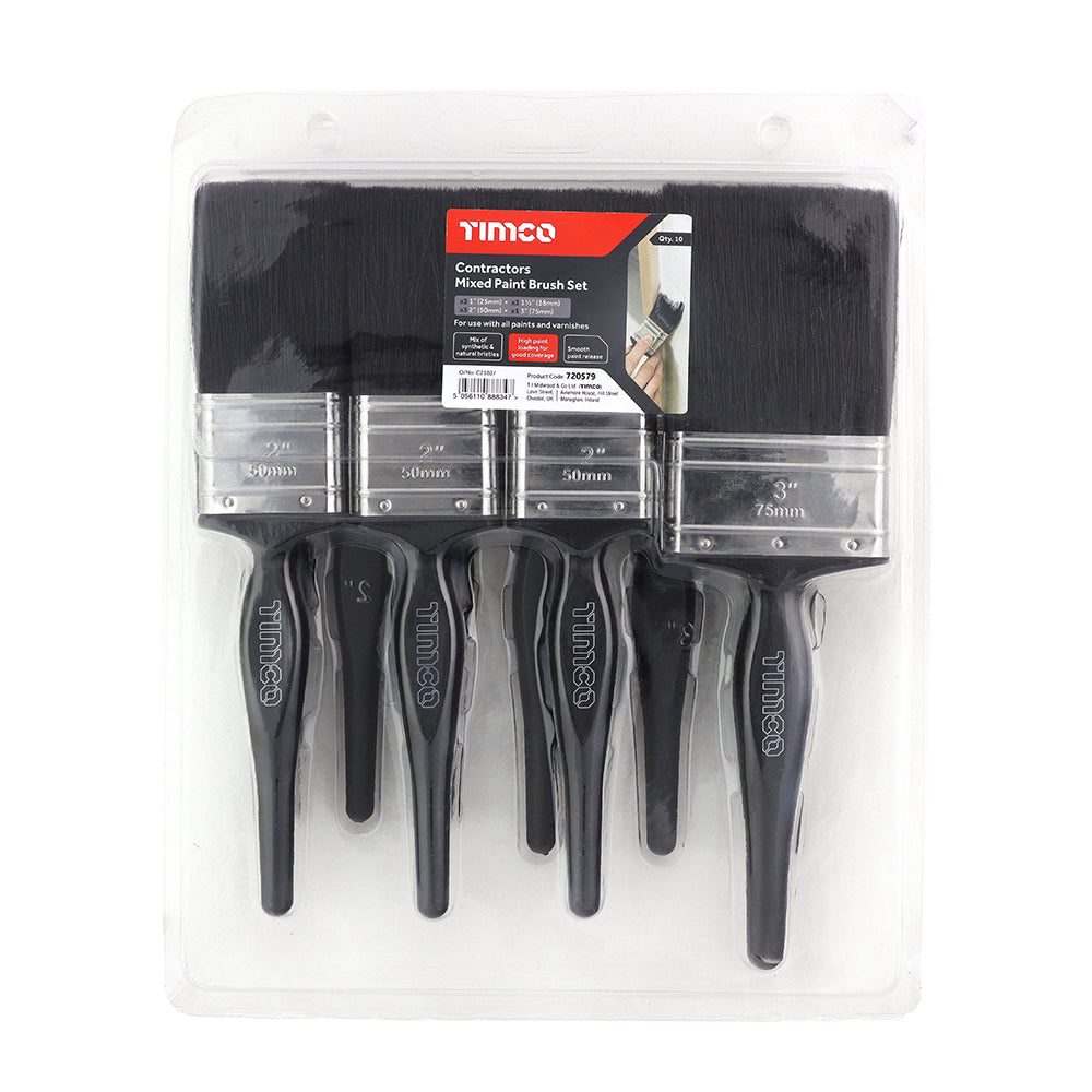 TIMCO Contractors Mixed Paint Brush Set - 10 Pieces - Image