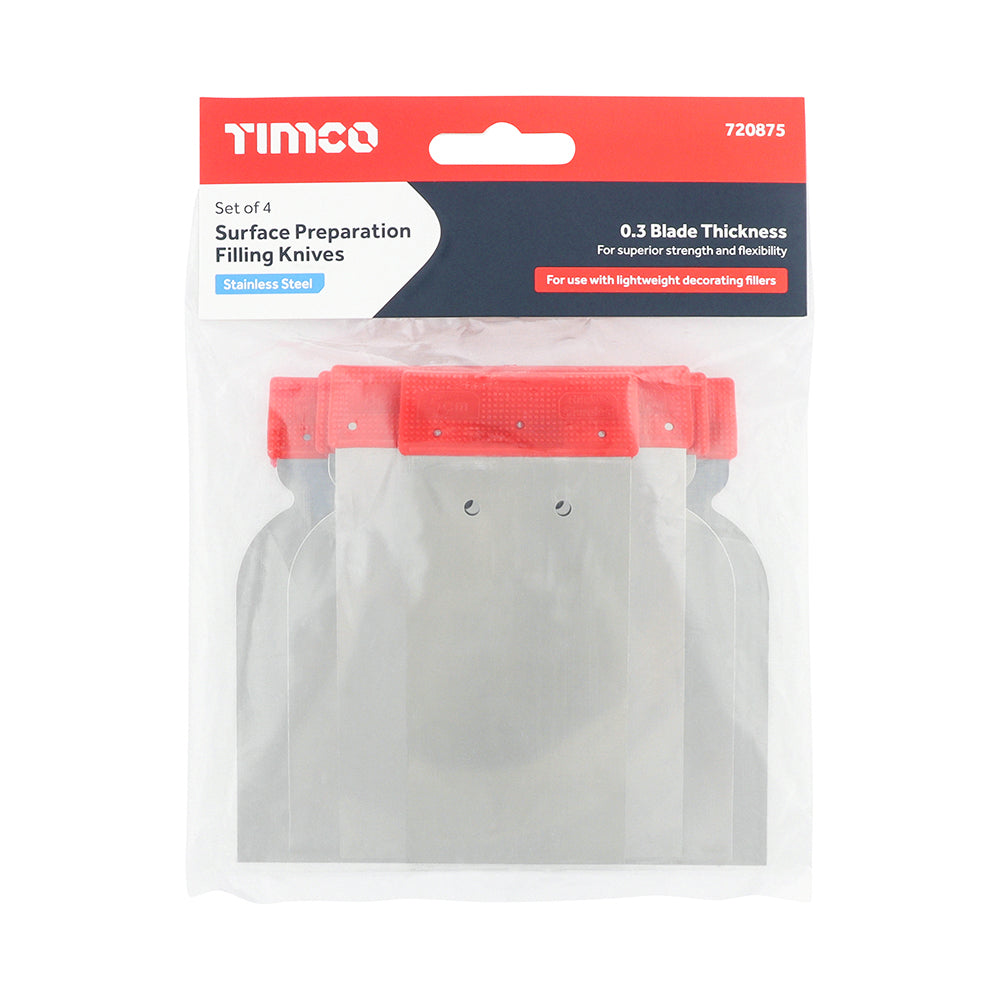 TIMCO Filling Knives Set, Stainless Steel Decorating and Painting Knives - 50, 80, 100 120mm - Image