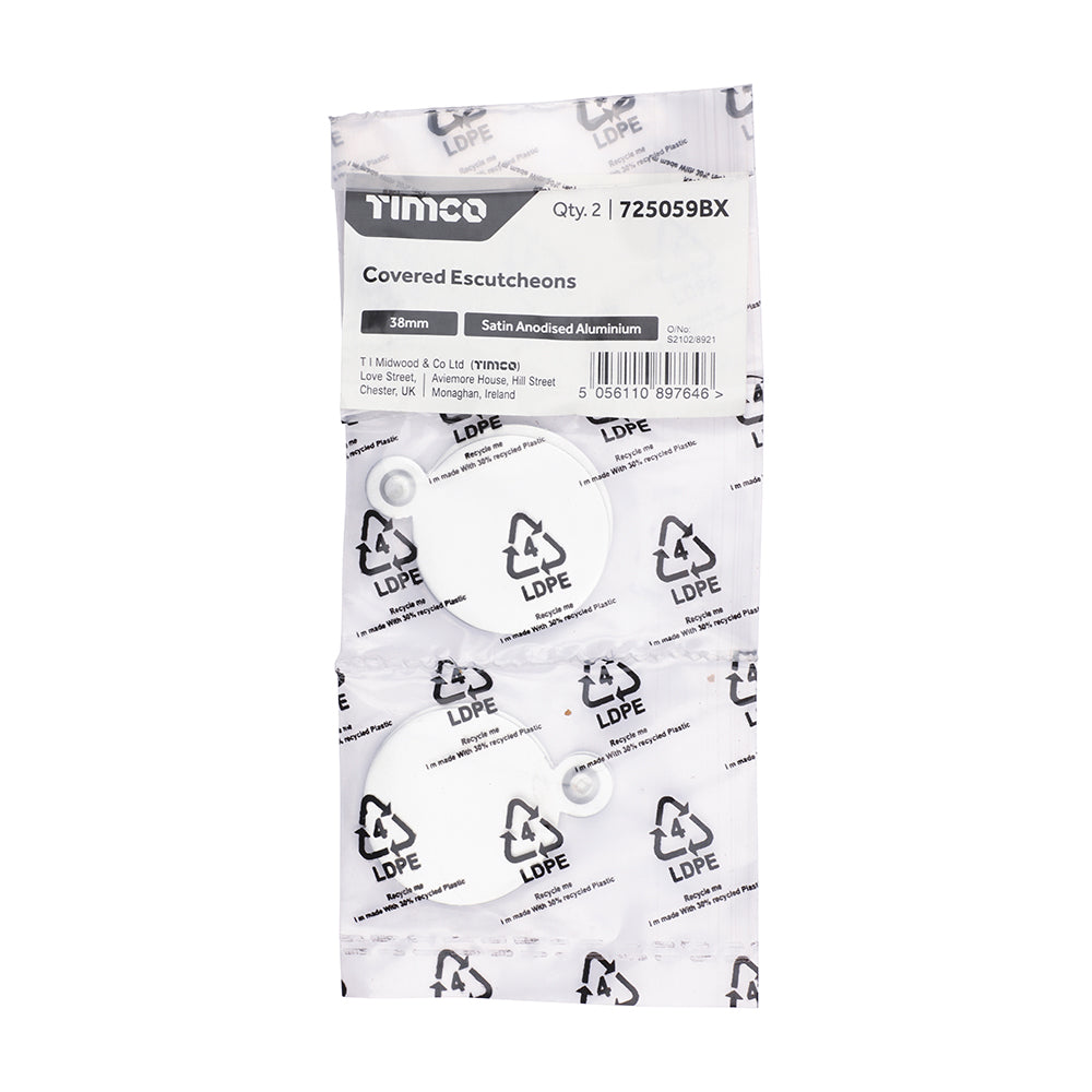 TIMCO Covered Escutcheon - Satin Anodised Aluminium - 32mm - Image