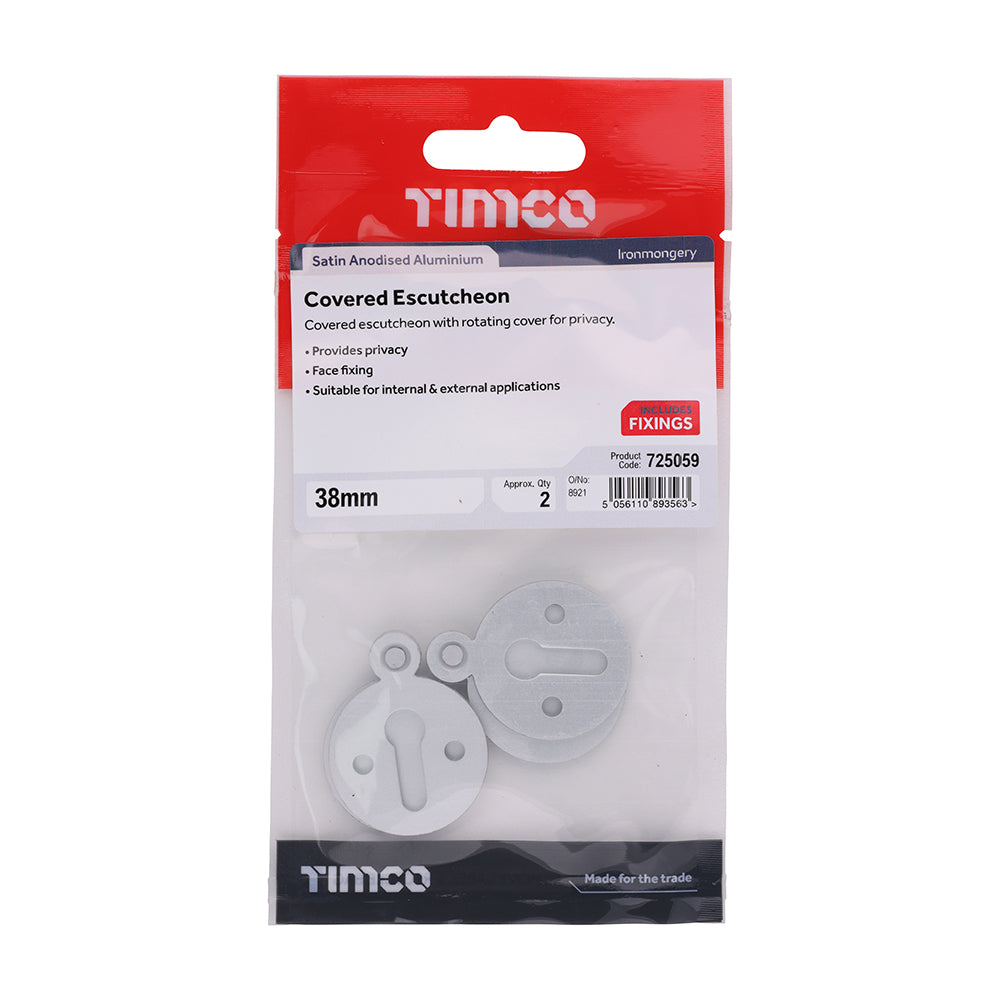 TIMCO Covered Escutcheon - Satin Anodised Aluminium - 32mm - Image