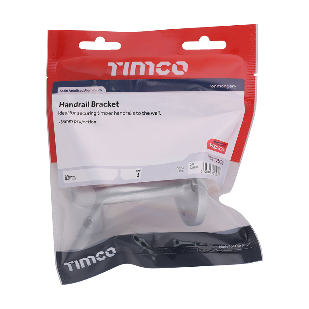 TIMCO Handrail Bracket - Satin Anodised Aluminium - 63mm - Image