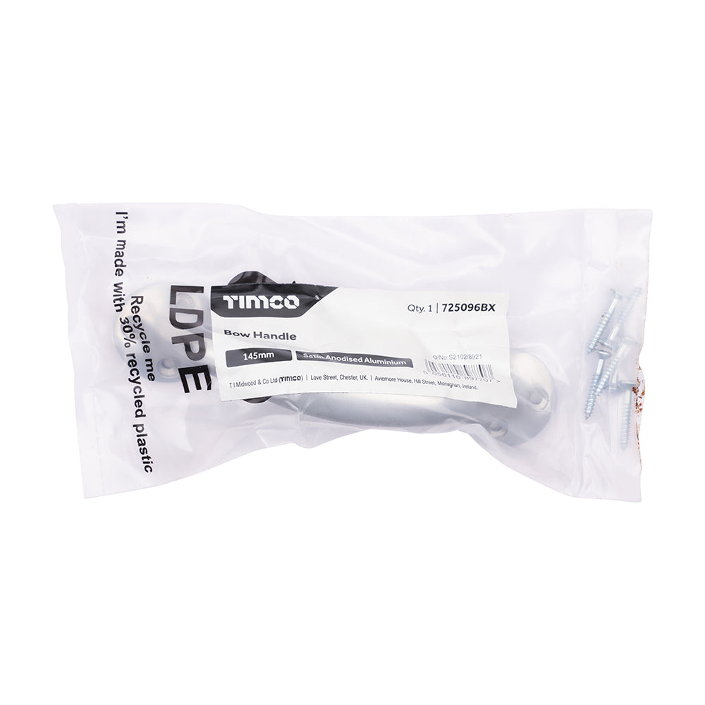 TIMCO Bow Handle - Satin Anodised Aluminium - 145mm - Image