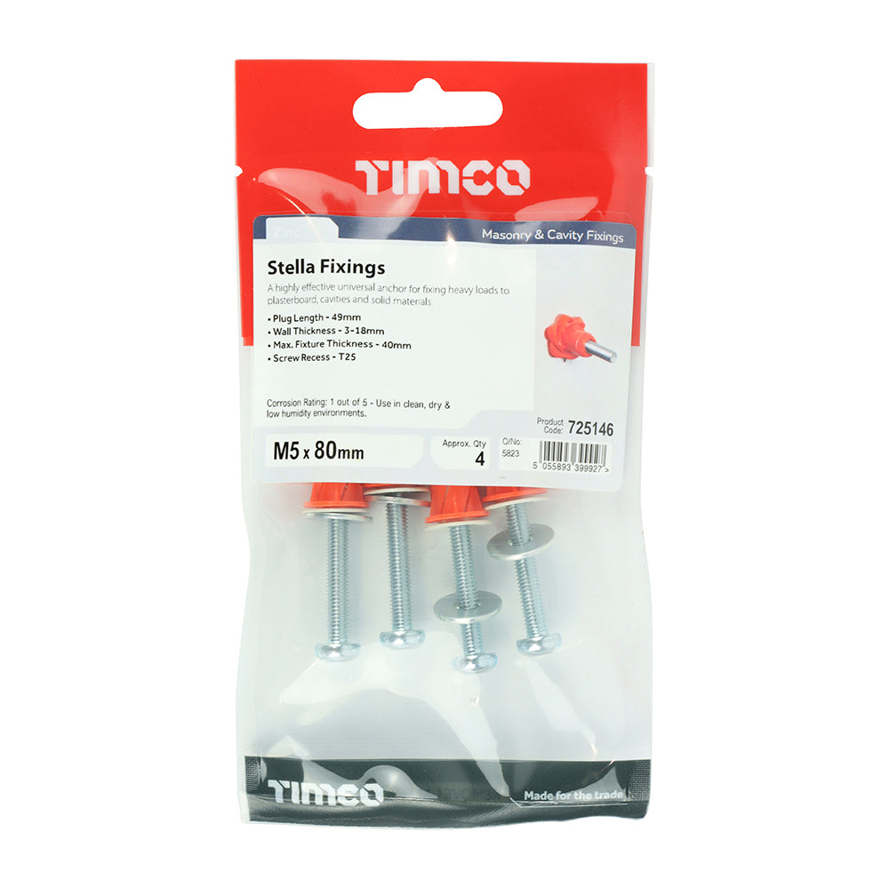 TIMCO Stella-Fix Universal Cavity & Wall Anchors - M5 x 80 - Image