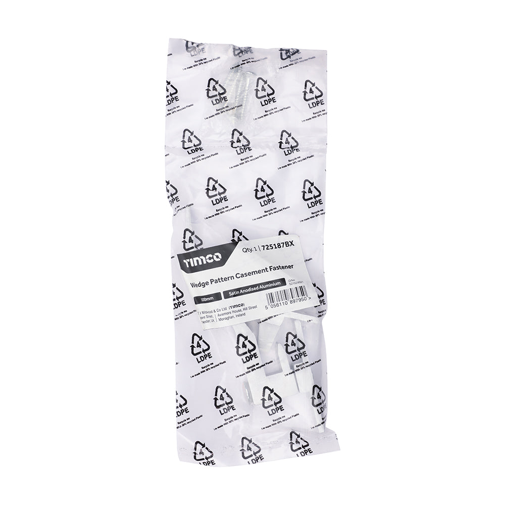 TIMCO Wedge Pattern Casement Fastener - Satin Anodised Aluminium - 100mm - Image