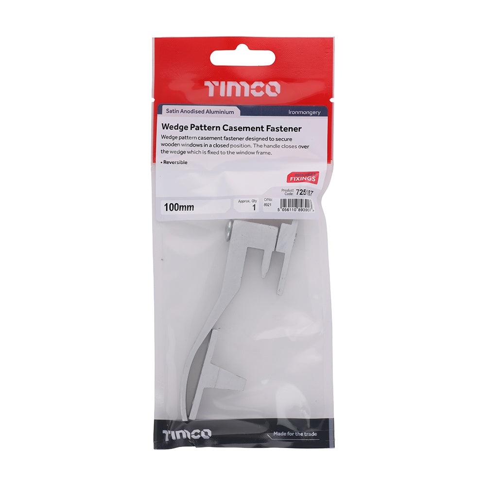TIMCO Wedge Pattern Casement Fastener - Satin Anodised Aluminium - 100mm - Image