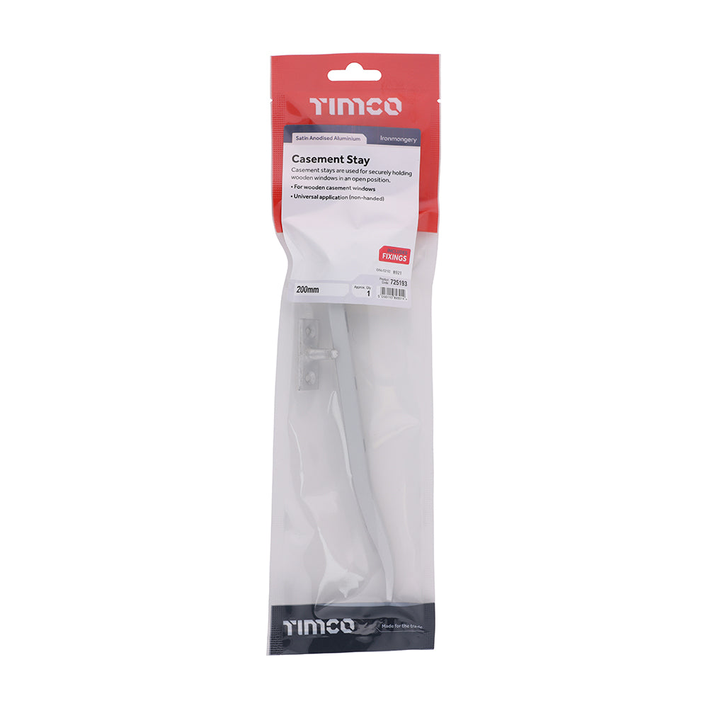 TIMCO Casement Stay - Satin Anodised Aluminium - 200mm - Image