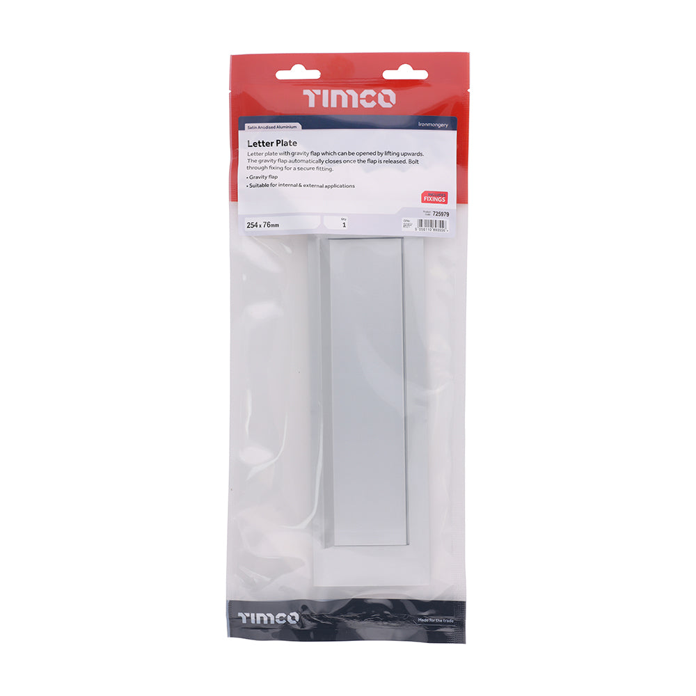 TIMCO Letter Plate - Satin Anodised Aluminium - 254 x 76 - Image