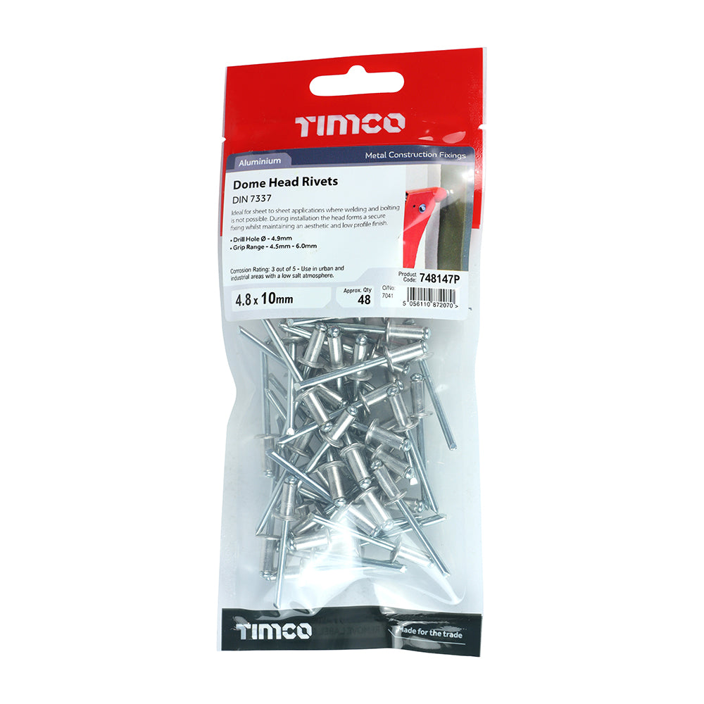 TIMCO Rivets Dome Head Aluminium - 4.8 x 10 - Image