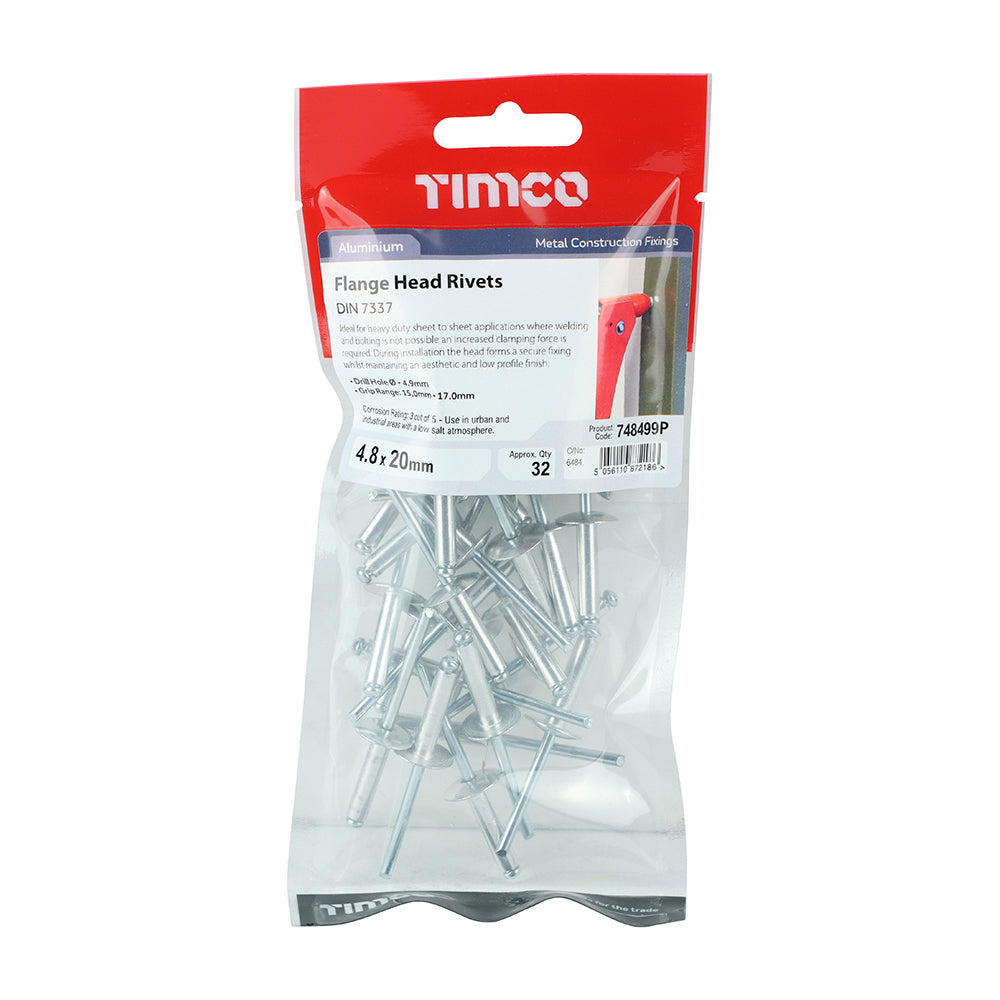 TIMCO Rivets Flange Head Aluminium - 4.8 x 20 - Image