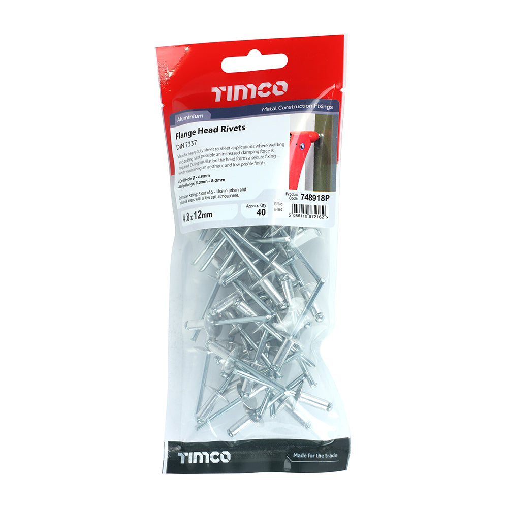 TIMCO Rivets Flange Head Aluminium - 4.8 x 12 - Image