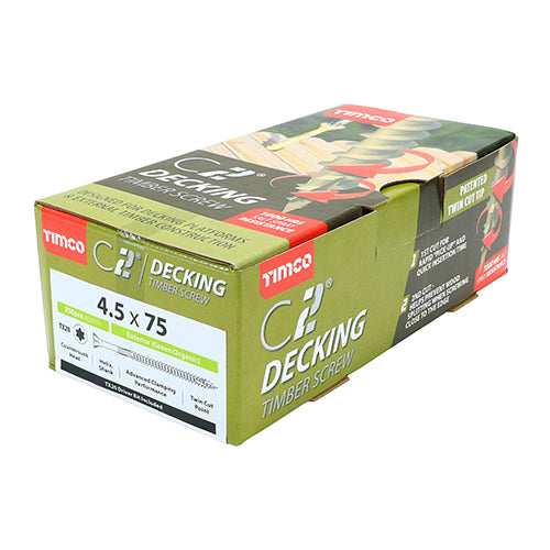 TIMCO C2 Deck-Fix Premium Countersunk Green Decking Screws - 4.5 x 75 - Image