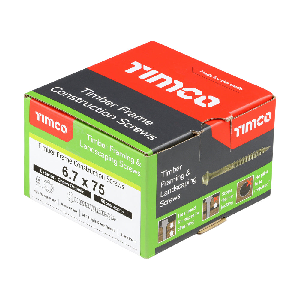 TIMCO Timber Screws Hex Flange Head Exterior Green - 6.7 x 75 - Image