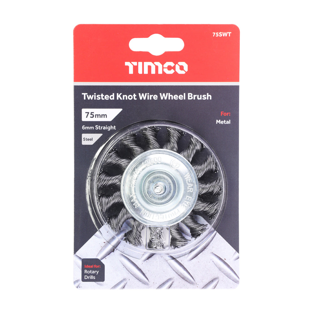 TIMCO Drill Wheel Brush Twisted Knot Steel Wire - 75mm - Image