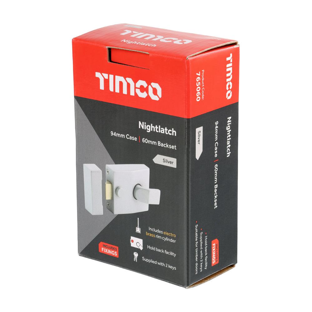 TIMCO Nightlatch - Silver - 94 x 73mm - Image
