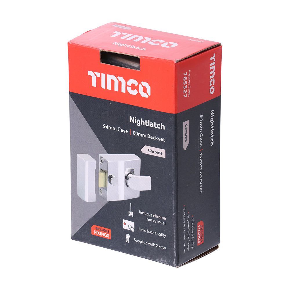 TIMCO Nightlatch - Chrome - 94 x 73mm - Image