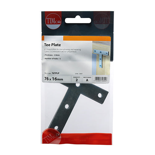 TIMCO Tee Plates Silver - 76 x 76 x 16 - Image